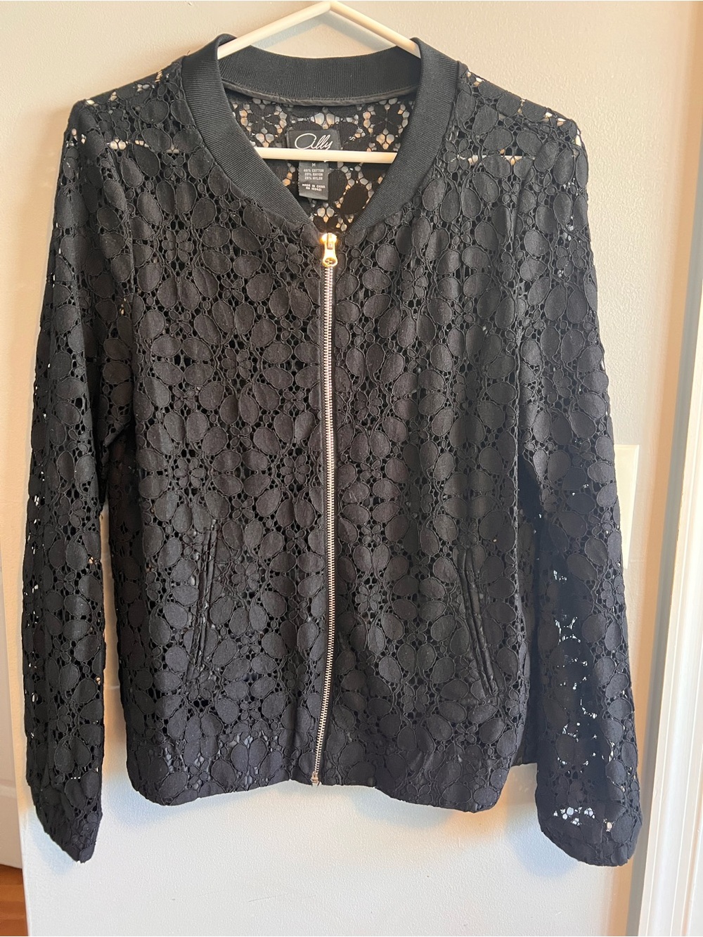 Ally Ny Black Lace Bomber Jacket - Women's